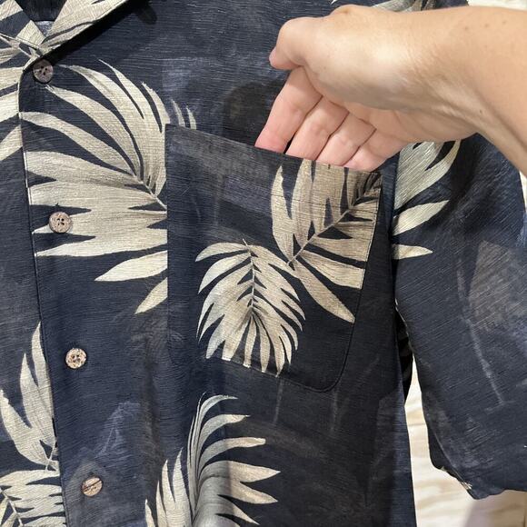Havana Jack's Cafe Island Silk Camp Shirt Size XXL Palm Print Hawaiian Cruise - Picture 6 of 8